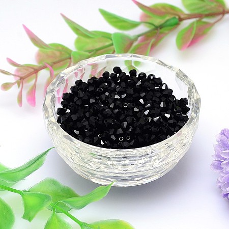 Arricraft Faceted Imitation Austrian Crystal Bead Strands, Grade AAA, Bicone, Black, 4x4mm, Hole: 0.7~0.9mm, about 1440pcs/bag