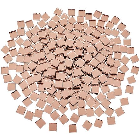 PandaHall Elite 280g/box Square Mosaic Tiles Mosaic Glass Pieces for Home Decoration or DIY Crafts, 10x10x3mm, PeachPuff