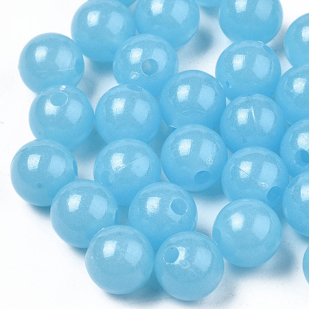 Honeyhandy Luminous Acrylic Beads, Glow in the Dark, Round, Cornflower Blue, 10mm, Hole: 2.5mm, about 950pcs/500g