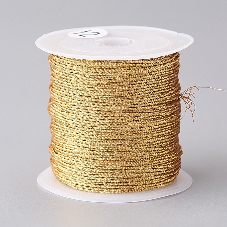 Honeyhandy Metallic Thread, Embroidery Thread, for Jewelry Making, Gold, 0.8mm, about 25m/roll, 1roll