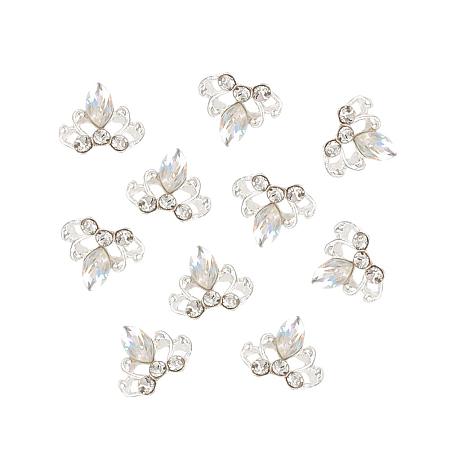ARRICRAFT 10pcs Crown Shape Alloy Rhinestone Cabochons for Nails Phone Decorations Crafts Makeup Clothes Shoes, Silver