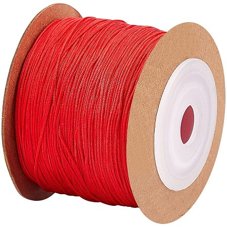 UNICRAFTALE About 100m/roll 0.6mm Red Nylon Cord Satin String for Bracelet Jewelry Making Rattail Macrame Waxed Trim Cord Necklace Bulk Beading Thread Kumihimo Chinese Knot Craft