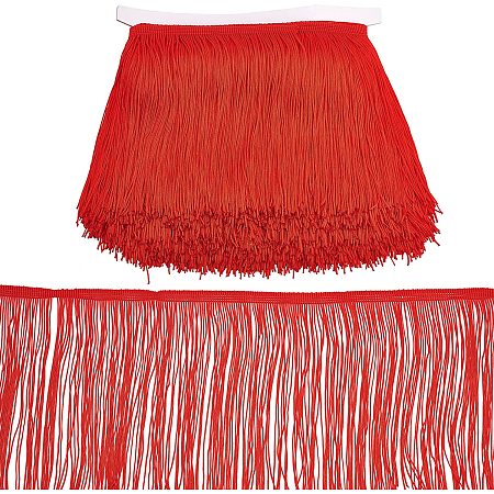 OLYCRAFT 10m Red Sewing Fringe Trim Polyester Tassel Fringe Tassel Clothes Accessories for DIY Latin Dress 155mm Wide