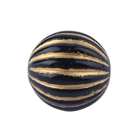 NBEADS 200pcs/500g Ridged Round Ball Plating Acrylic Beads Cream with Golden Metal Enlaced, Black, 16.5x16mm, Hole: 2mm