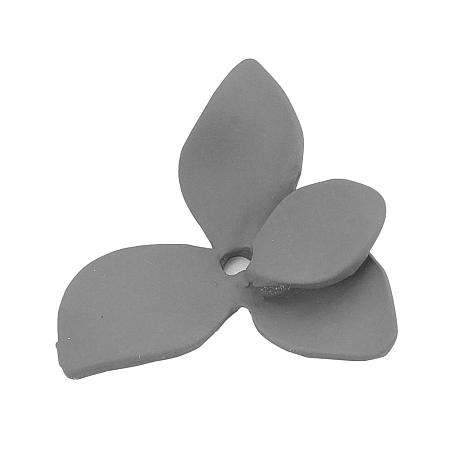 ARRICRAFT 100pcs Rubberized Style Gray 3-Petal Spray Painted Alloy Flower Bead Caps for Jewellery Making, 22x28x6mm, Hole: 2mm
