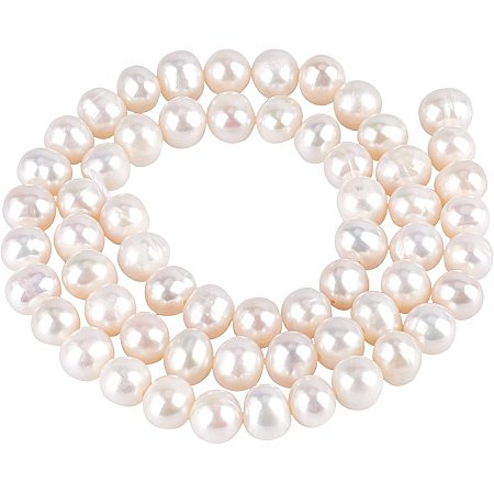 NBEADS 57 Pcs Natural Freshwater Pearl Beads, Round Pearls 8mm, Natural Pearl Loose Beads for DIY Crafts Making Jewelry Bracelets Necklaces Earrings, PeachPuff