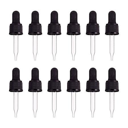 PandaHall Elite Set of 12, Glass Eye Droppers for Essential Oil 10ml (1/3 Ounce) Pressure Rotating Cover Oil Droppers Pipettes Roller Tops for Essential Oil Bottles