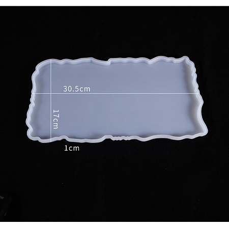 Honeyhandy Waved Rectangle Fruit Tray Silicone Molds, for UV Resin, Epoxy Resin Craft Making, White, 305x170x10mm