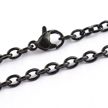 Honeyhandy 304 Stainless Steel Cable Chain Necklaces, with Lobster Clasps, Electrophoresis Black, 23.6 inch(60cm), 3mm