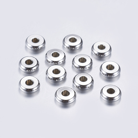 ARRICRAFT 304 Stainless Steel Spacer Beads, Flat Round, Stainless Steel Color, 6x2mm, Hole: 1.8mm
