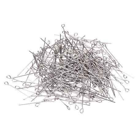 PandaHall Elite 1 Inch Length 30mm 304 Stainless Steel Eyepins Open Eye Pins Wholesale Eyepins Lot, about 268pcs/20g