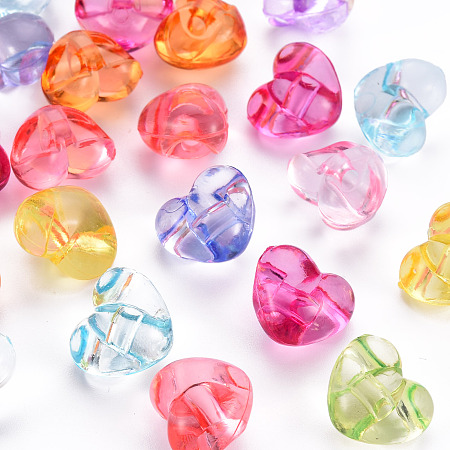 Honeyhandy 1-Hole Transparent Acrylic Buttons, Heart, Mixed Color, 13x15x10mm, Hole: 2.5mm, about 518pcs/500g