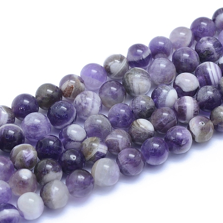 Honeyhandy Natural Amethyst Beads Strands, Round, 8~8.5mm, Hole: 0.8mm, about 50pcs/strand, 15.55 inch(39.5cm)