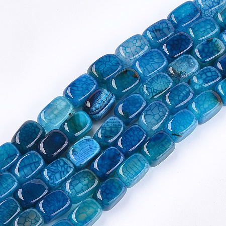 ARRICRAFT Natural Dragon Veins Agate Beads Strands, Dyed, Cuboid, Deep Sky Blue, 13~13.5x8~9x8~9mm, Hole: 1mm, about 28pcs/strand, 14.7 inch