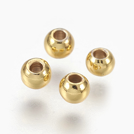 Honeyhandy Brass Spacer Beads, Long-Lasting Plated, Round, Golden, 3x2mm, Hole: 1.2mm