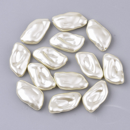 Honeyhandy ABS Plastic Imitation Pearl Beads, Nuggets, Beige, 20.5x11.5x5mm, Hole: 1.2mm