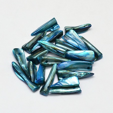 ARRICRAFT Dyed Natural Freshwater Shell Nuggets Beads, Steel Blue, 22~35x5~7x2mm, Hole: 1mm