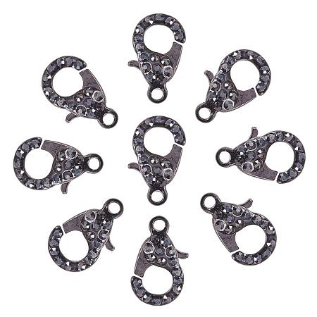 ARRICRAFT 10 Pcs Brass Rhinestone Lobster Claw Clasps Chain Connector for Jewelry Craft Making, Gunmetal