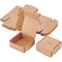 FINGERINSPIRE 30pcs Square Gift Packing Boxes (6.5x6.5x3cm/2.6x2.6x1.2inch) Kraft Paper Box Paper Gift Box with Handmade and Love Pattern for Wrapping Gift Wedding Birthday Party Treats Favors