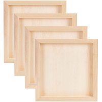 OLYCRAFT 4pcs Wood Painting Canvas Panels Square Unfinished Wood Cradled Painting Panel Boards for Oil Painting, Clay Crafting, Arts & Crafts