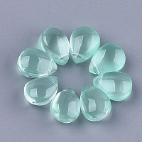 Honeyhandy Transparent Spray Painted Glass Charms, teardrop, Medium Aquamarine, 12x9x7mm, Hole: 1mm