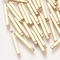 Honeyhandy Brass Bar Pendants, Rectangle, Real 18K Gold Plated, 20x2x2mm, Hole: 0.8mm