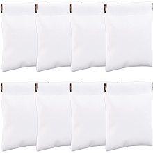 BENECREAT 8Pcs White PU Leather Jewelry Pouch, Leather Jewelry Travel Bag Squeeze Coin Purse Portable Jewelry Organizer for Earrings Necklace Party Favor, 4.3x3.5inch