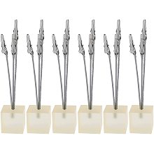 OLYCRAFT 6Pcs 3-Branch Tree Style Silver Photo Holder Memo Clips Holder Resin Cube Base for Displaying Illustrations/Note/Postcard/Card,etc.