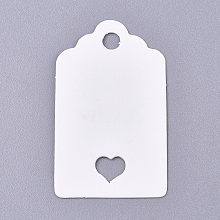 Honeyhandy Paper Price Tags, Hang Tags, for Jewelry Display, Arts and Crafts, Wedding Christmas, Rectangle with Heart, White, 50x30x0.3mm, Hole: 5mm