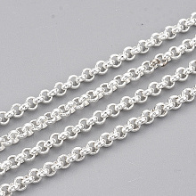 Honeyhandy 304 Stainless Steel Rolo Chains, Belcher Chain, Unwelded, with Spool, Silver Color Plated, 2.5x1mm, about 32.8 Feet(10m)/roll