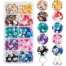 arricraft 2500 Pcs 10 Colors Flat Round Clay Beads, Disk heishi Spacer Beads Colorful Clay Beads for Jewelry Making Necklace Bracelet DIY