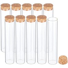 BENECREAT 10 Pack 80ml Glass Test Tube with Cork Stopper Clear Flat Mini Glass Bottles Jars for Lab, Party Favors, Candy, Spices, Beads