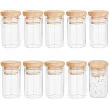 BENECREAT 10PCS Transparent Glass Bottle with Bamboo Screw Cover, 20ml/0.7oz Mini Transparent Glass Bottles for Cosmetic Candy Tea and Other Small Items