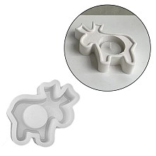 Honeyhandy Silicone Christmas Theme Candle Holder Molds, Resin Plaster Cement Casting Molds, Deer Pattern, 125x118x31mm