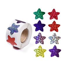 Honeyhandy 8 Patterns PVC Self Adhesive Glitter Stickers, Waterproof Colorful Decals for Party, Decorative Presents, Star, 24x25mm, about 500pcs/roll