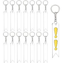 BENECREAT 20PCS Acrylic Keyring Blanks 3.9x0.8 inch Vertical Flag Clear Keychain Blanks with 30PCS Jump Rings, 1PC Storage Box for DIY Projects and Crafts