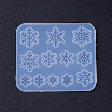 Honeyhandy Silicone Molds, Resin Casting Molds, For UV Resin, Epoxy Resin Jewelry Making, Snowflake, White, 84x71.5x4mm, Snowflake: 10mm, 11mm, 15mm, 16mm, 20mm