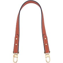 WADORN Genuine Leather Handbag Handle, 23.4 Inch Real Leather Shoulder Bag Strap Short Purse Strap Replacement Clutches Handle Tote Bucket Bag Strap DIY Bag Making Accessories, Lychee Texture, Brown