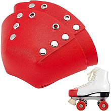 AHANDMAKER 2 Pcs Roller Skate Toe Guards, Red Ice Skate Blade Covers, Leather Roller Skate Toe Caps, Trapezoid Toe Guards Accessories for Roller Skates