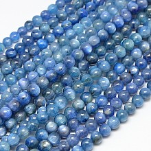 NBEADS Natural Kyanite/Cyanite/Disthene Round Beads Strands, 6mm, Hole: 1mm; about 64pcs/strand, 15.7"