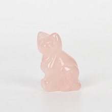 Honeyhandy Natural Rose Quartz Cat Figurine Display Decorations, Energy Stone Ornaments, 25~30x35~40mm