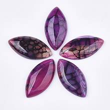 Nbeads Natural Brazilian Agate Cabochons, Dyed, Horse Eye, MediumVioletRed, 38~40x19~20x6~7mm