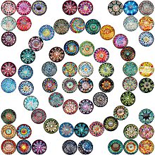 PandaHall Elite 25mm Kaleidoscope Glass Cabochons, 70pcs Mosaic Printed Glass Dome Cabochons Half Round Cabochons Tiles for 25mm Dome Jewelry Pendant Trays Blanks