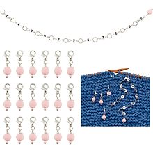 BENECREAT 21Pcs Pink Counter Chains Set, 1Pc Acrylic Number Bead Knitting Row Counter Chains with 20Pcs Pink Ball Plastic Pendant Locking Stitch Markers for Knitting Weaving Sewing Accessories