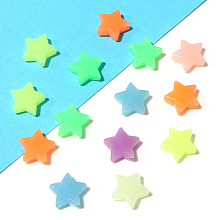 Honeyhandy Luminous Acrylic Beads, Glow In The Dark, Star, Colorful, 11x11x4mm, Hole: 1.3mm, 100pcs/bag