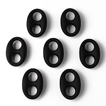 Honeyhandy Rubberized Style Acrylic Links Connectors, Oval, Black, 32.5x22x10mm, Hole: 10x9.5mm