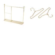 SUPERFINDINGS Mii Iron Doll Garment Coat Hanger Rack, for Dollhouse Decoration, with Hangers, Goldenrod, 6.1x25x20.5cm