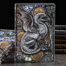 Honeyhandy 3D Embossed PU Leather Notebook, A5 Dragon Pattern Journal, for School Office Supplies, Multi-color, 215x145mm