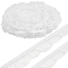 GORGECRAFT 20 Yards Elastic Stretch Lace Trim 25mm Wide Gathered Ruffle Lace White Pleated Organza Fringe Ribbon Edge Trimmings for DIY Sewing Craft Bridal Wedding Garment Skirts Splicing Decoration