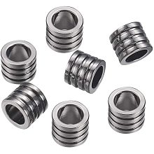 Pandahall Elite 10PCS Column Gunmetal 304 Stainless Steel Beads Large Hole Charm Beads for DIY Jewelry Necklace European Charm Bracelet Making 10x8mm